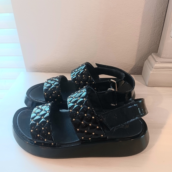 Jeffrey Campbell Ardeman Sandal in Black Patent and Gold Studs - Picture 4 of 7